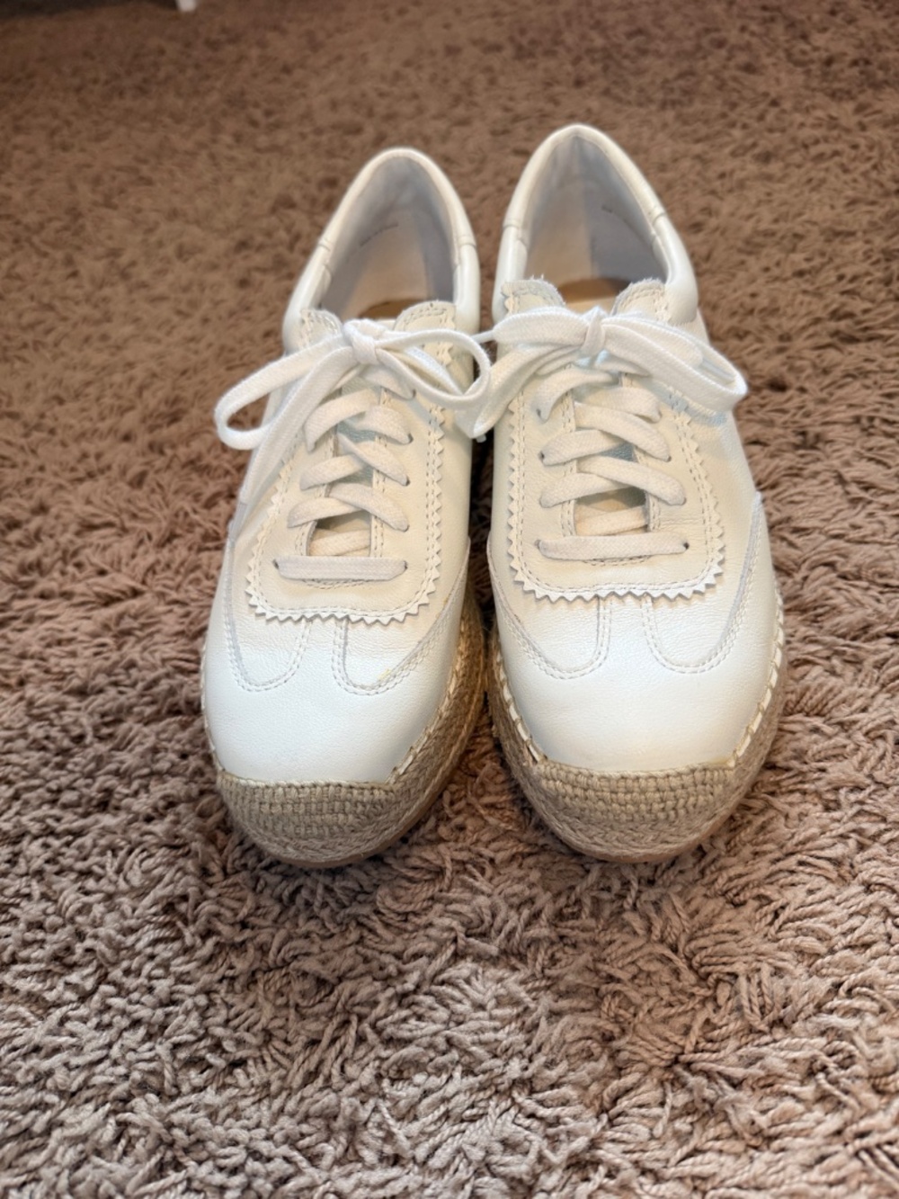 Dolce Vita Jaja White Leather Espadrille Platform Sneakers Size 7.5 | $150 Retai